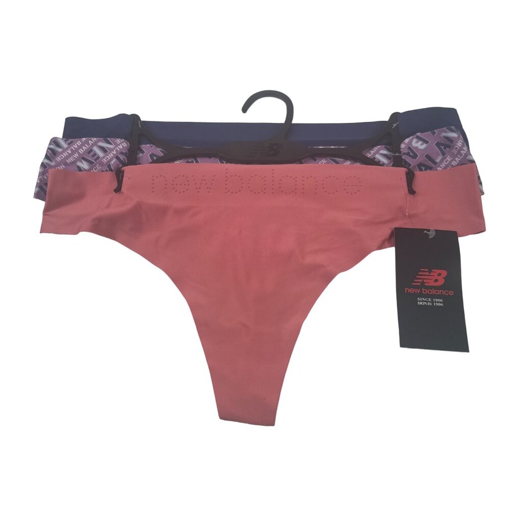 Lot Of Three New Balance Women's Size XL Panty Thong Blue Purple Logo Pink New
